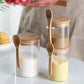 Airtight Glass Jars With Bamboo Lids And Spoons Glass Canisters With For Spice Beans Spooned seasoning jar