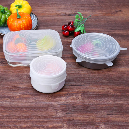 1/5pcs Silicone Preservation Cover Reusable Airtight Food  Universal Dish Stretch Round Lids Food Grade Storage Covers For Kitch