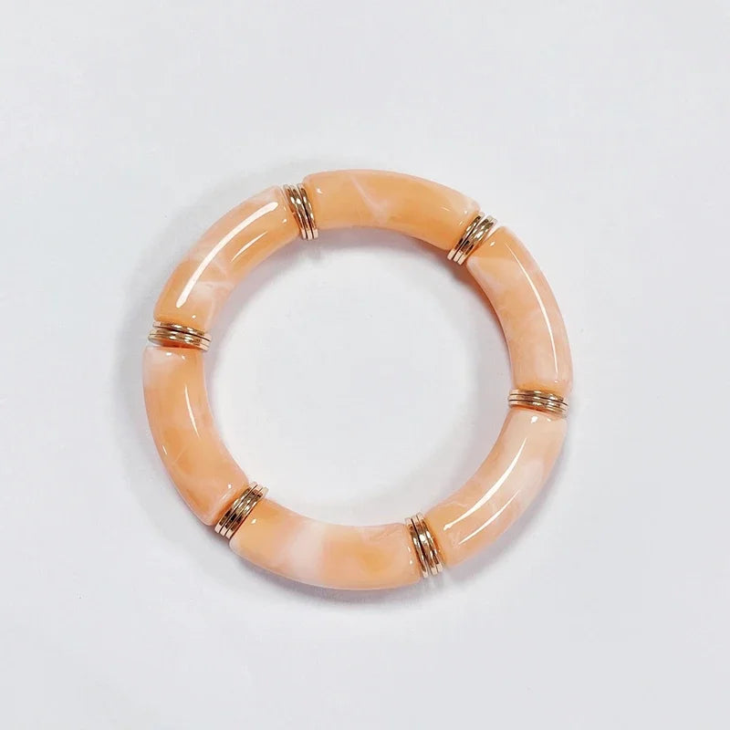 Boho Acrylic Beads Bracelet for Women Multi Color Friendship Elastic Girls Bohemia Stretchy Resin Charm Couple Bangles Jewelry