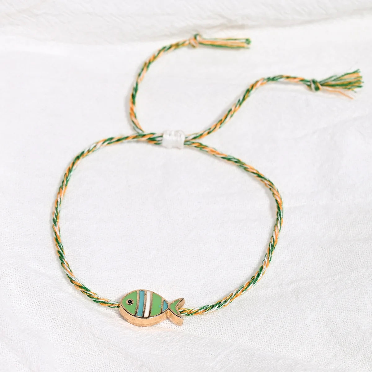 Boho Woven Rope Fish Bracelet with Adjustable Tassel for Women Colorful Beach Tassel Jewelry Femme Colored Friendship Accessory