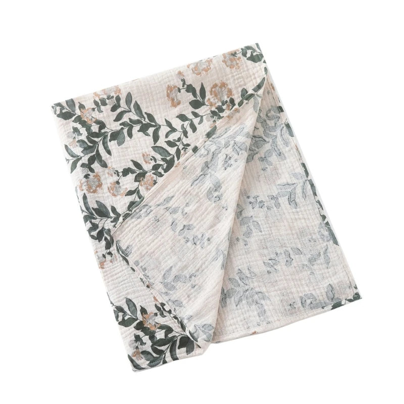 Baby Cotton Muslin Swaddle Blanket Floral/Animal Print Stroller Blanket Infant Diaper Newborn Receiving Blanket