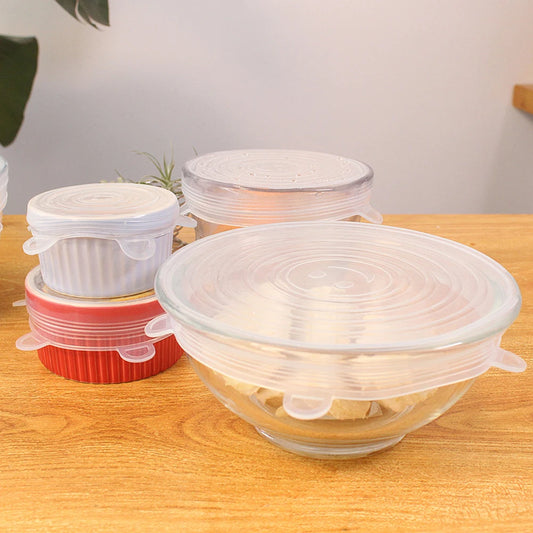 1-10Pcs Silicone Cover Stretch Lids Reusable Food Wrap Covers Keeping Fresh Seal Bowl Stretch Wrap Cover Kitchen Cookware
