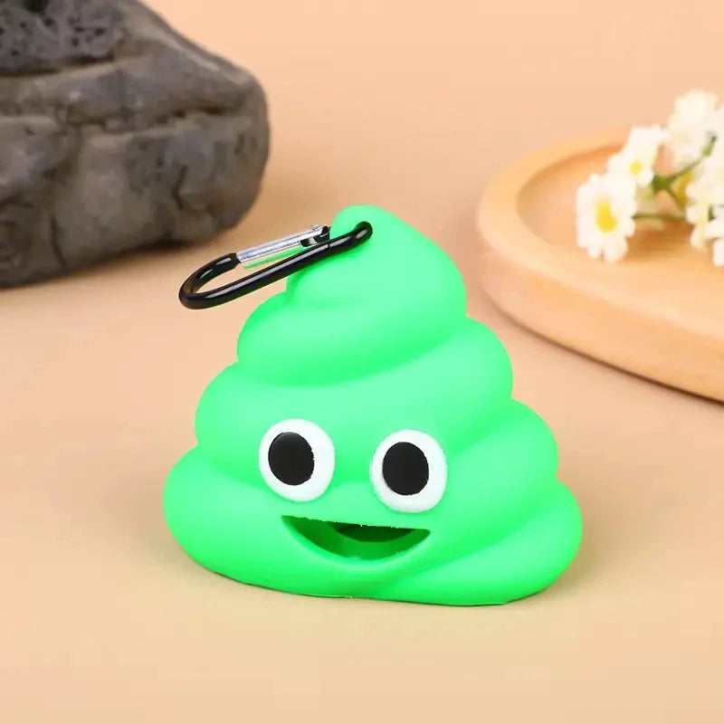 creative poop shaped pet poop waste bag dispenser portable pet bin bag holder with clip pet dog leash outdoor walking and travel