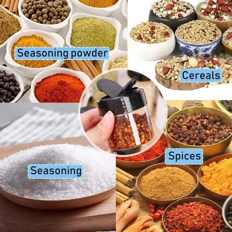12/1Pcs Clear Plastic Spice Jars with Black Lids Reusable Screw-Top Containers  for Kitchen Herbs Powders Peppers Grilling Jars