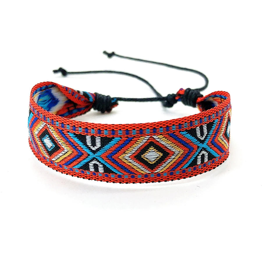 Boho Woven Friendship Love Wrap Bracelets Rope Handmade Thread Braided Ethnic Embroidery Wristbands Women Men Jewelry Adjustable