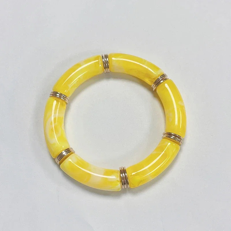 Boho Acrylic Beads Bracelet for Women Multi Color Friendship Elastic Girls Bohemia Stretchy Resin Charm Couple Bangles Jewelry