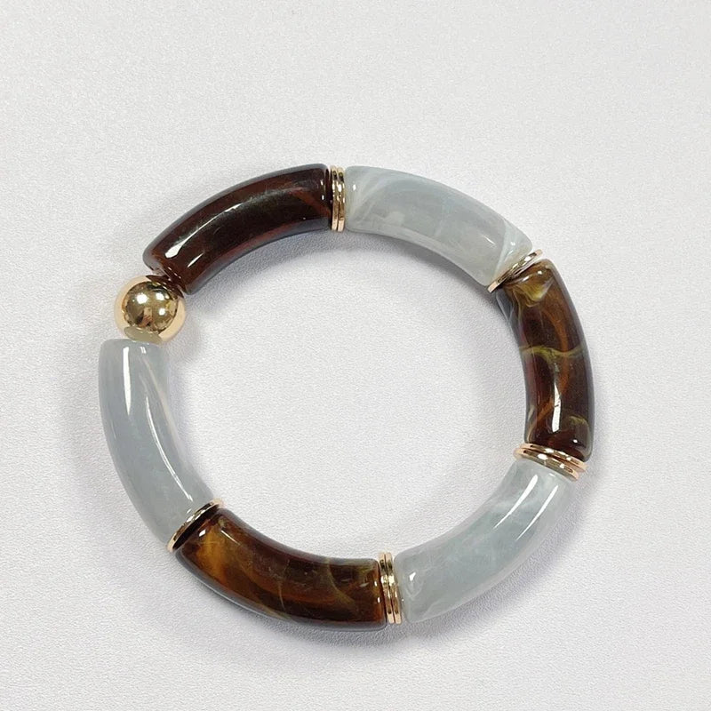 Boho Acrylic Beads Bracelet for Women Multi Color Friendship Elastic Girls Bohemia Stretchy Resin Charm Couple Bangles Jewelry