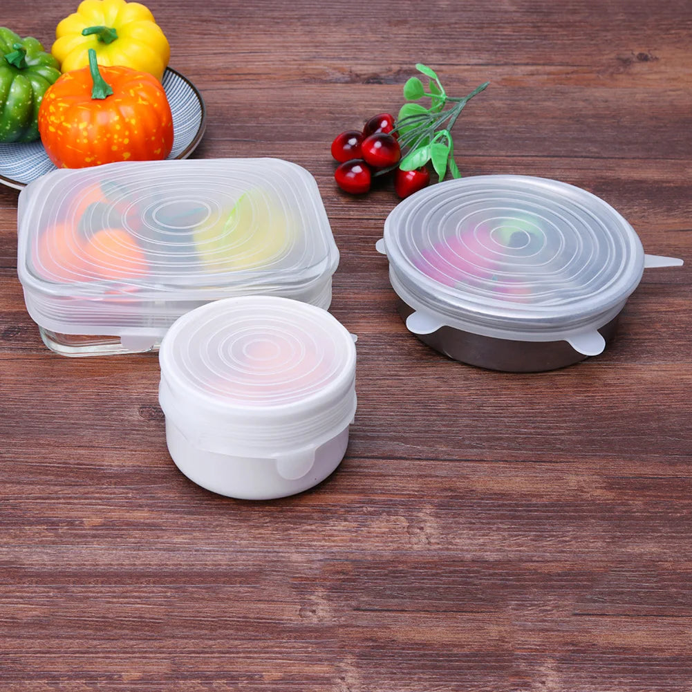 1-10PCS Silicone Cover Stretch Lids Reusable Food Wrap Covers Keeping Fresh Seal Bowl Stretch Wrap Cover Kitchen Cookware