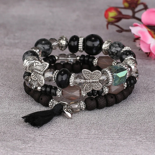 3pcs/Set Green Bodhi Beads Bracelets For Women Boho Summer Butterfly Charm Bracelet Femme Friendship Bracelets Bangles