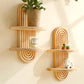 1Pc Boho Style Wooden Wall Shelves - Geometric Wall Mounted Shelves, Natural Wood Finish, Modern Home Decor, Plant Decorative