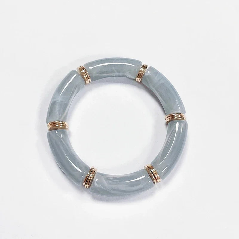 Boho Acrylic Beads Bracelet for Women Multi Color Friendship Elastic Girls Bohemia Stretchy Resin Charm Couple Bangles Jewelry