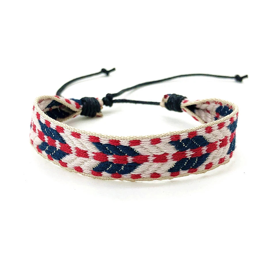 Boho Woven Friendship Love Wrap Bracelets Rope Handmade Thread Braided Ethnic Embroidery Wristbands Women Men Jewelry Adjustable