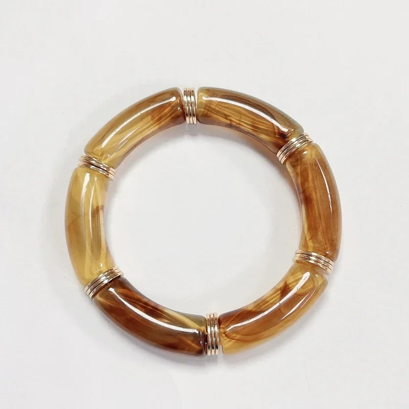 Boho Acrylic Beads Bracelet for Women Multi Color Friendship Elastic Girls Bohemia Stretchy Resin Charm Couple Bangles Jewelry