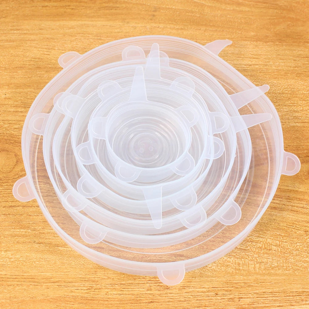 1-10PCS Silicone Cover Stretch Lids Reusable Food Wrap Covers Keeping Fresh Seal Bowl Stretch Wrap Cover Kitchen Cookware