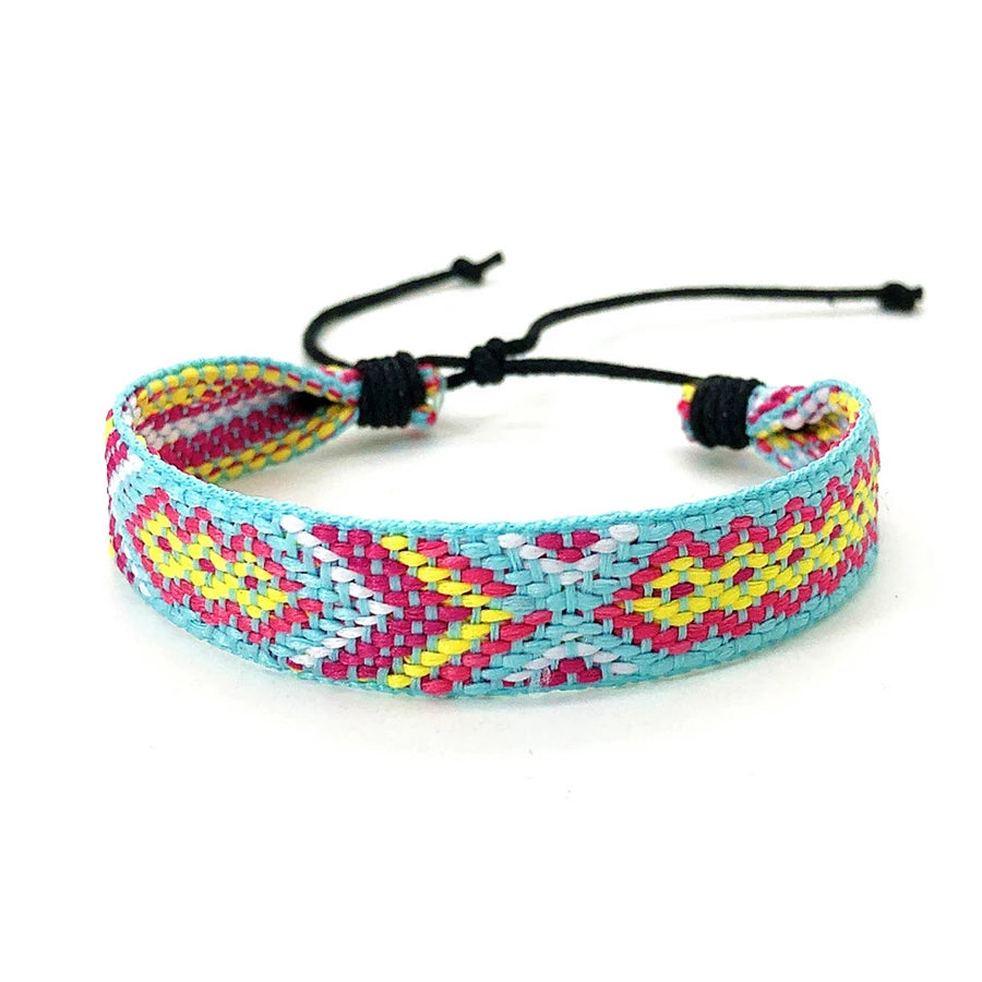 Boho Woven Friendship Love Wrap Bracelets Rope Handmade Thread Braided Ethnic Embroidery Wristbands Women Men Jewelry Adjustable