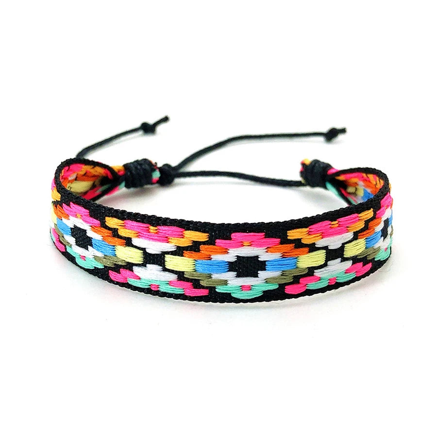Boho Woven Friendship Love Wrap Bracelets Rope Handmade Thread Braided Ethnic Embroidery Wristbands Women Men Jewelry Adjustable