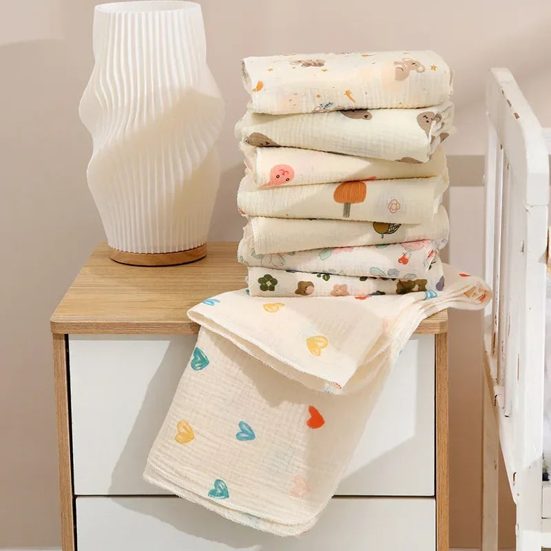 Baby Swaddle Blanket Double Layer Muslin Cartoon Print Soft Newborn Cotton Swaddling Wrap Baby Stroller Cover Bedding 80*80cm