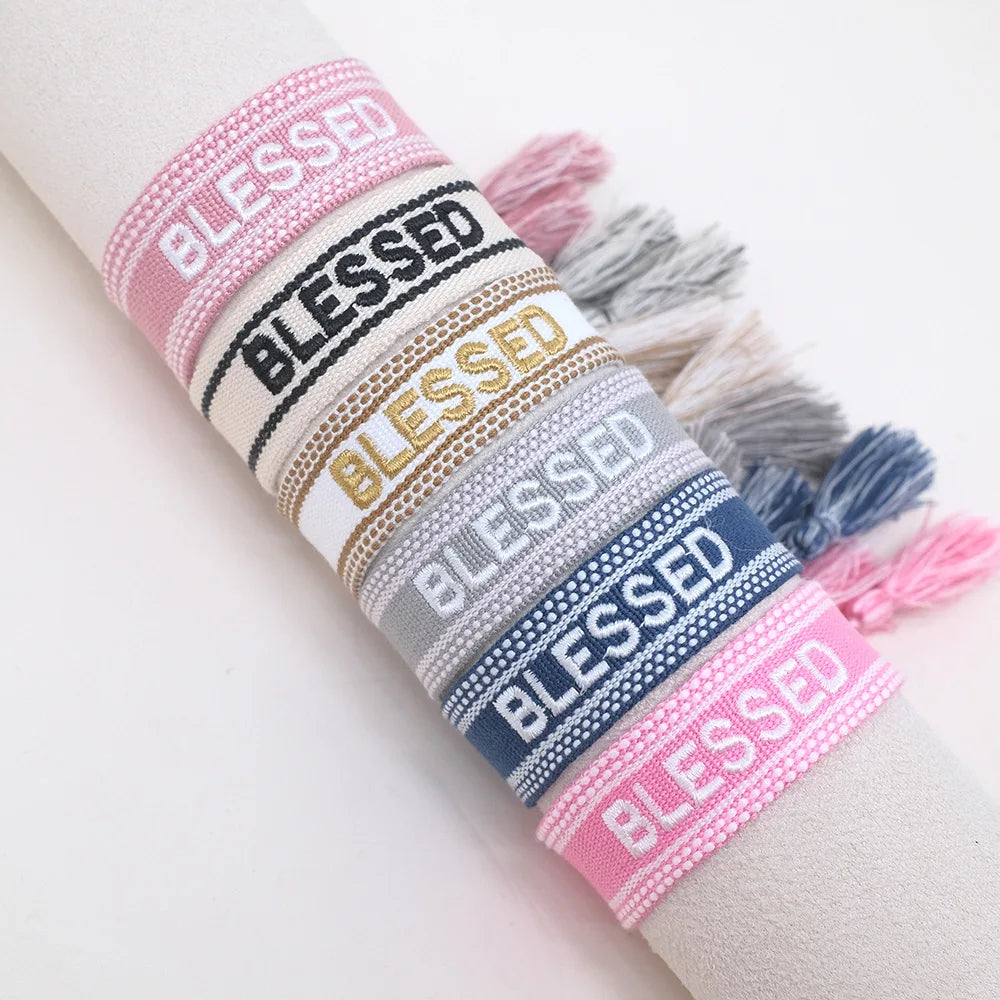 2023 New Adjustable Woven Friendship Couple Bracelet For Women Bohemia Braided Embroidery Letters Tassel Bangles Fashion Jewelry