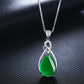 2021 New Fashion Natural Emerald S925 Sterling Silver Women Necklace Pendant Gemstone Collarbone Fine Jewelry Jade Bizuteria