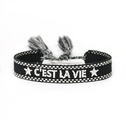 Woven Friendship Bracelet For Women With Saying C'EST LA VIE Summer Stackable Jewelry