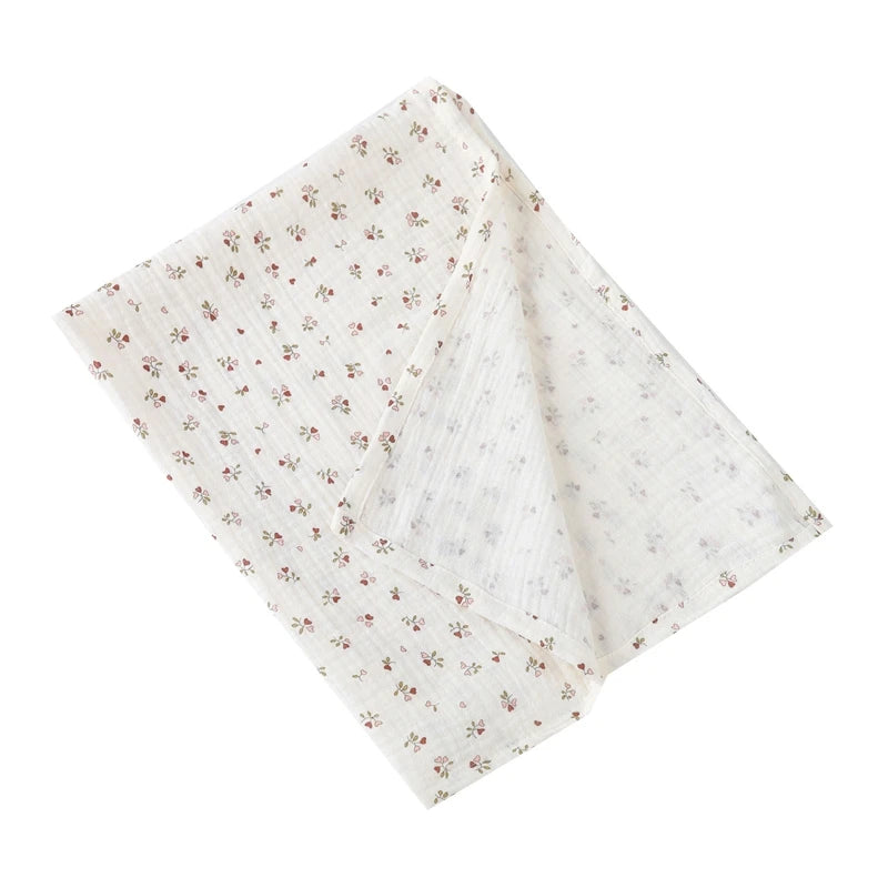 Baby Cotton Muslin Swaddle Blanket Floral/Animal Print Stroller Blanket Infant Diaper Newborn Receiving Blanket