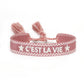 Woven Friendship Bracelet For Women With Saying C'EST LA VIE Summer Stackable Jewelry
