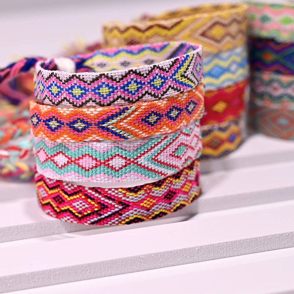 Boho Chic 12-Piece Handwoven Friendship Bracelet Set Vibrant Color Crafted with Love for Stylish Jewelry Accessories