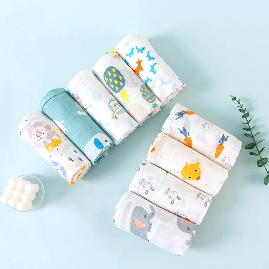 Baby Swaddle Blanket Cotton Soft 2 Layer Muslin Newborn Summer Blankets Quick Dry Kids Bath Towel Baby Stroller Blanket Cover