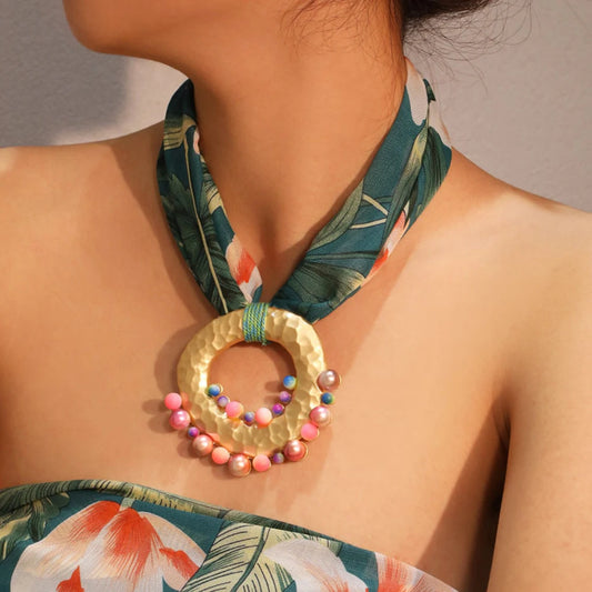 Fashion Statement Boho Necklace with Geometry Pendant for Women Trendy Beach Party Jewelry