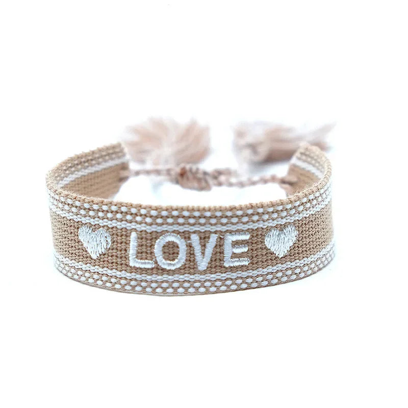 2023 New Adjustable Woven Friendship Couple Bracelet For Women Bohemia Braided Embroidery Letters Tassel Bangles Fashion Jewelry