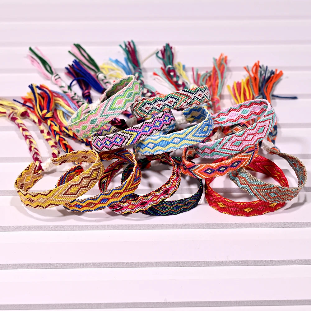 Boho Chic 12-Piece Handwoven Friendship Bracelet Set Vibrant Color Crafted with Love for Stylish Jewelry Accessories