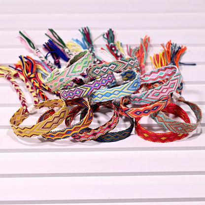 Boho Chic 12-Piece Handwoven Friendship Bracelet Set Vibrant Color Crafted with Love for Stylish Jewelry Accessories