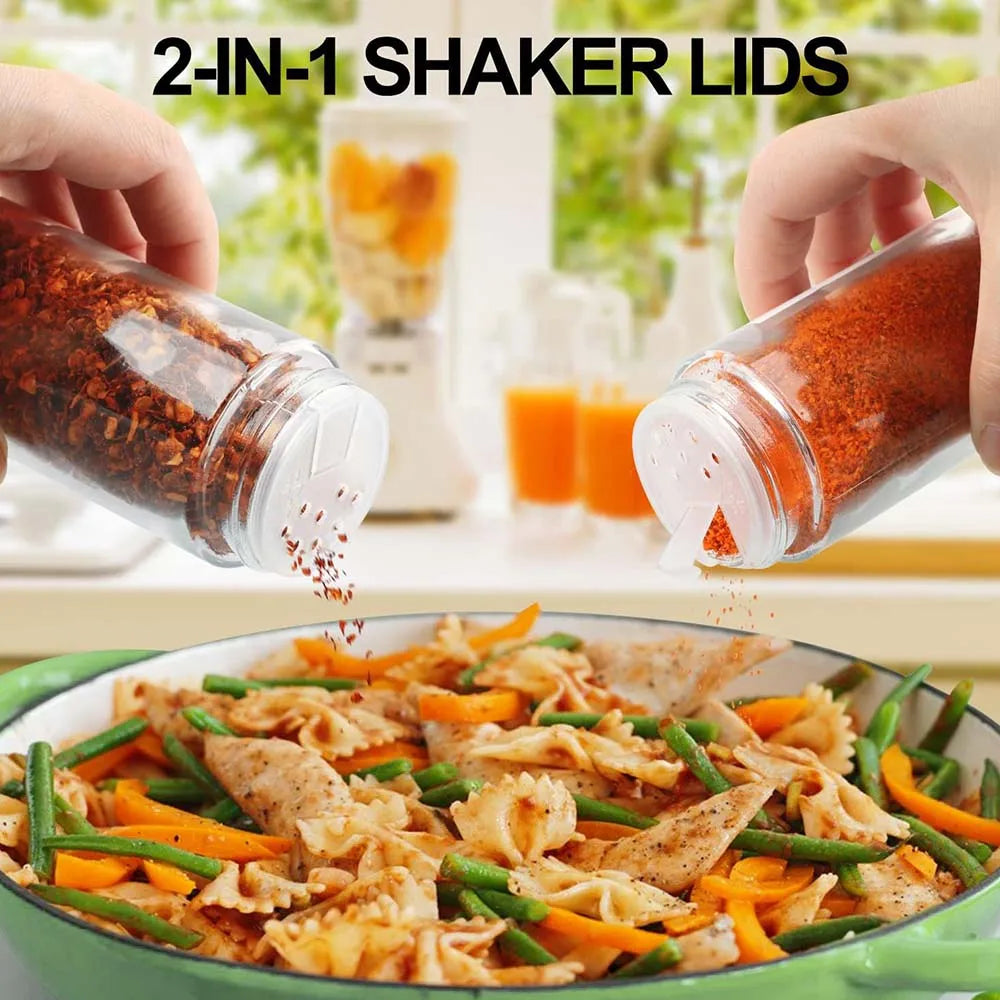 12Pcs Glass Spice Jars with Bamboo Lid Round Spice Seasoning Containers Salt Pepper Shaker Spice Organizer Kitchen Spice Jar Set