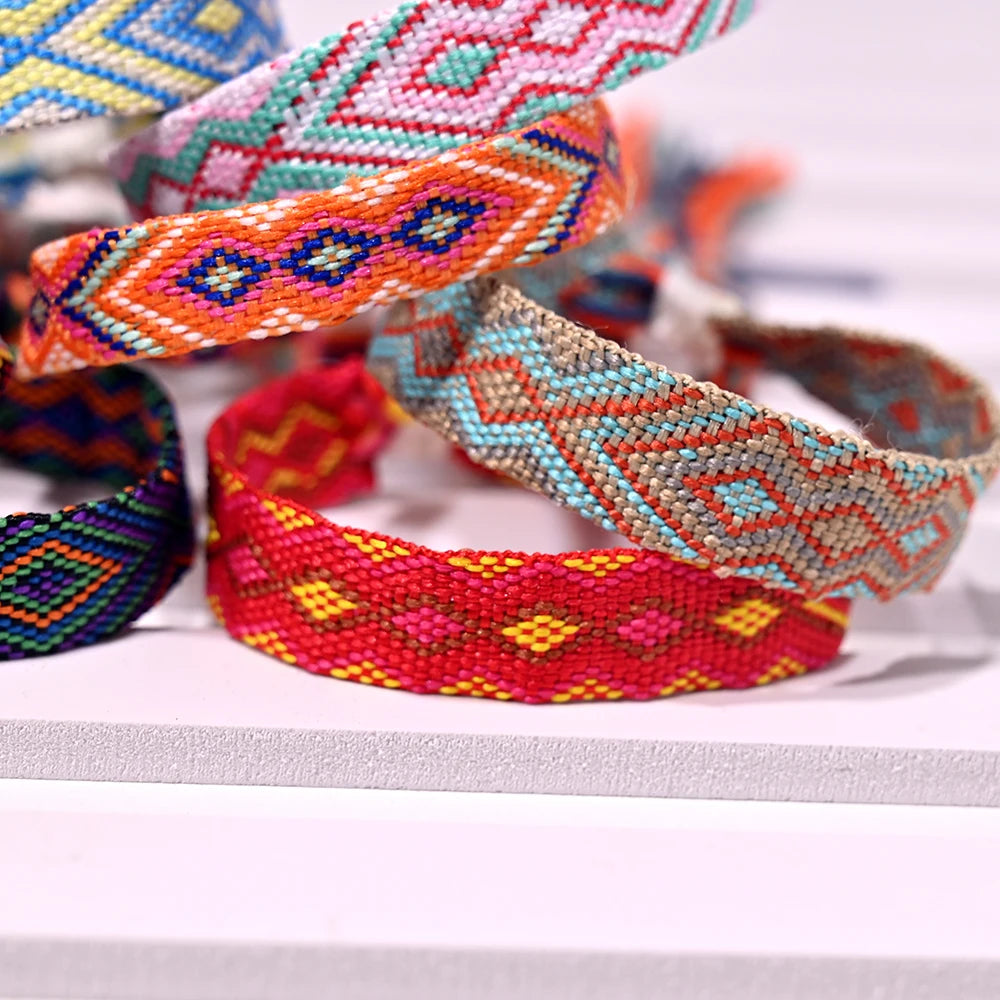 Boho Chic 12-Piece Handwoven Friendship Bracelet Set Vibrant Color Crafted with Love for Stylish Jewelry Accessories