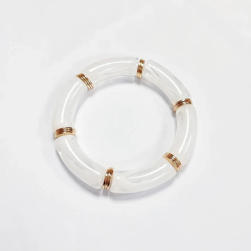 Boho Acrylic Beads Bracelet for Women Multi Color Friendship Elastic Girls Bohemia Stretchy Resin Charm Couple Bangles Jewelry