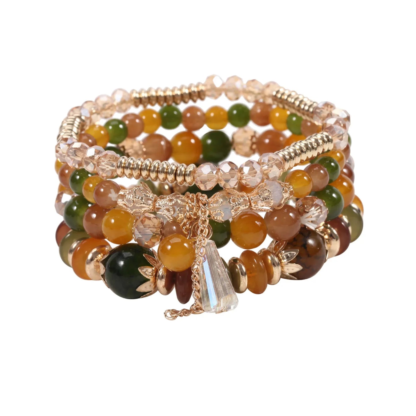 4Pcs/Set Boho Colorful Beads Bracelet Set For Women Fashion Tassel Charm Glass Beaded Chain Wristband Female Jewelry Gift