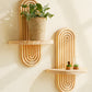 1Pc Boho Style Wooden Wall Shelves - Geometric Wall Mounted Shelves, Natural Wood Finish, Modern Home Decor, Plant Decorative