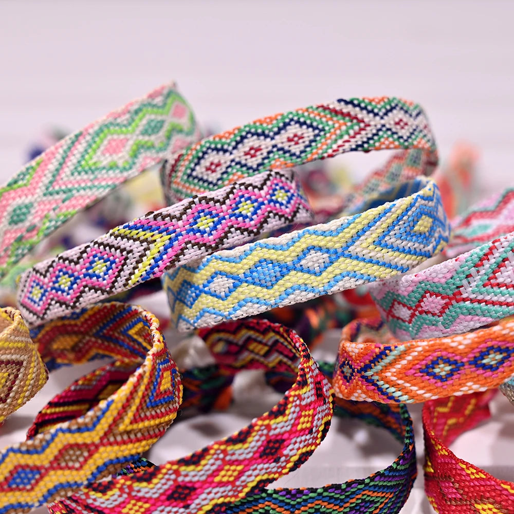 Boho Chic 12-Piece Handwoven Friendship Bracelet Set Vibrant Color Crafted with Love for Stylish Jewelry Accessories