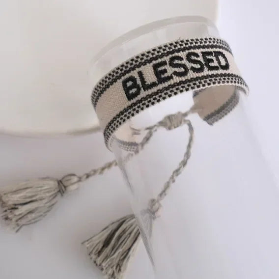 2023 New Adjustable Woven Friendship Couple Bracelet For Women Bohemia Braided Embroidery Letters Tassel Bangles Fashion Jewelry