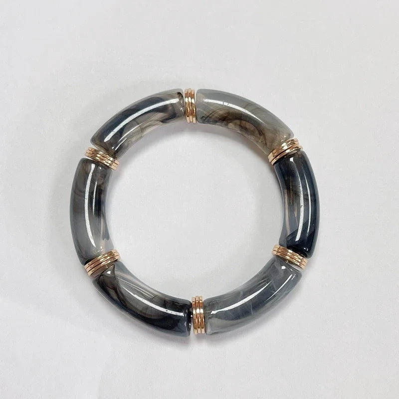 Boho Acrylic Beads Bracelet for Women Multi Color Friendship Elastic Girls Bohemia Stretchy Resin Charm Couple Bangles Jewelry