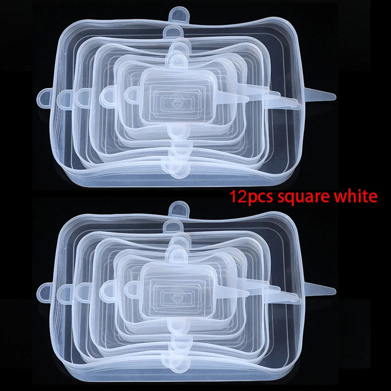 6/12Pcs/Lot Silicone Stretch Lids Universal Taper Pot Bowl Food Wrap Sealed Cover for Kitchen Cookware