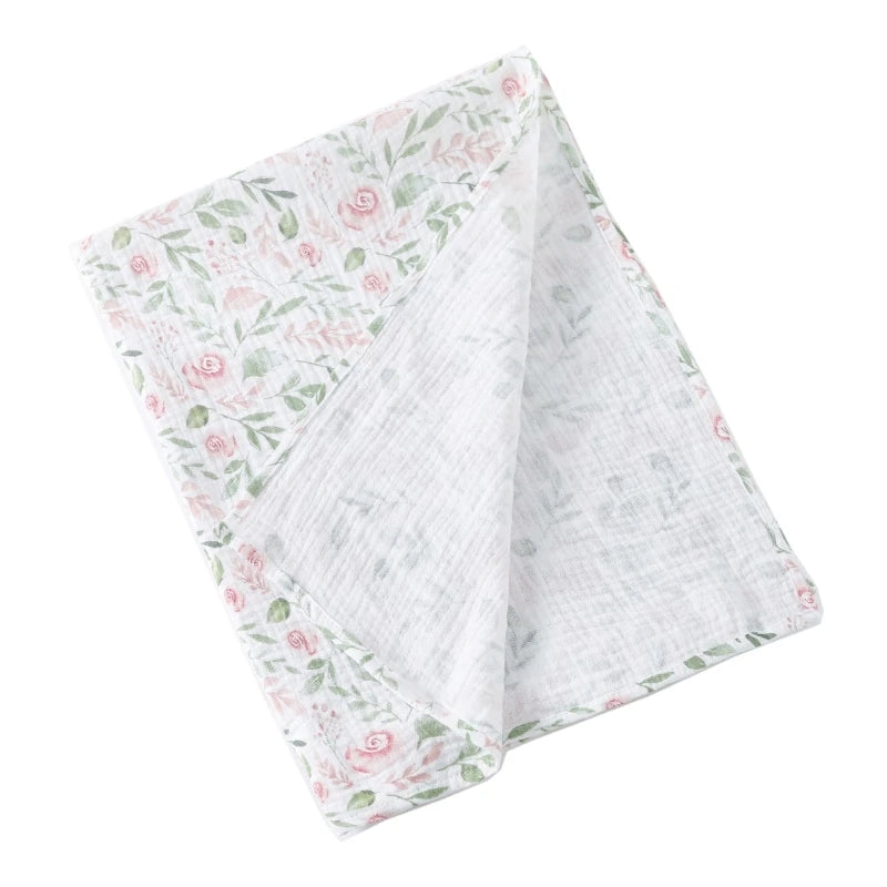 Baby Cotton Muslin Swaddle Blanket Floral/Animal Print Stroller Blanket Infant Diaper Newborn Receiving Blanket