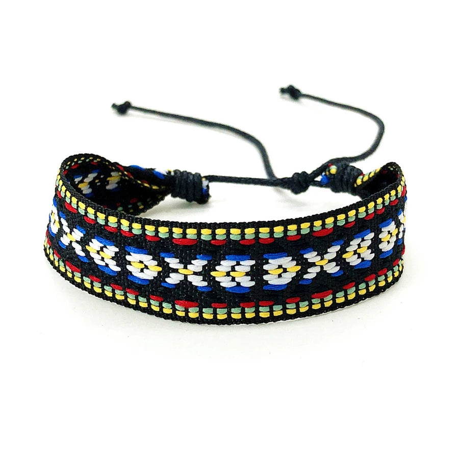 Boho Woven Friendship Love Wrap Bracelets Rope Handmade Thread Braided Ethnic Embroidery Wristbands Women Men Jewelry Adjustable