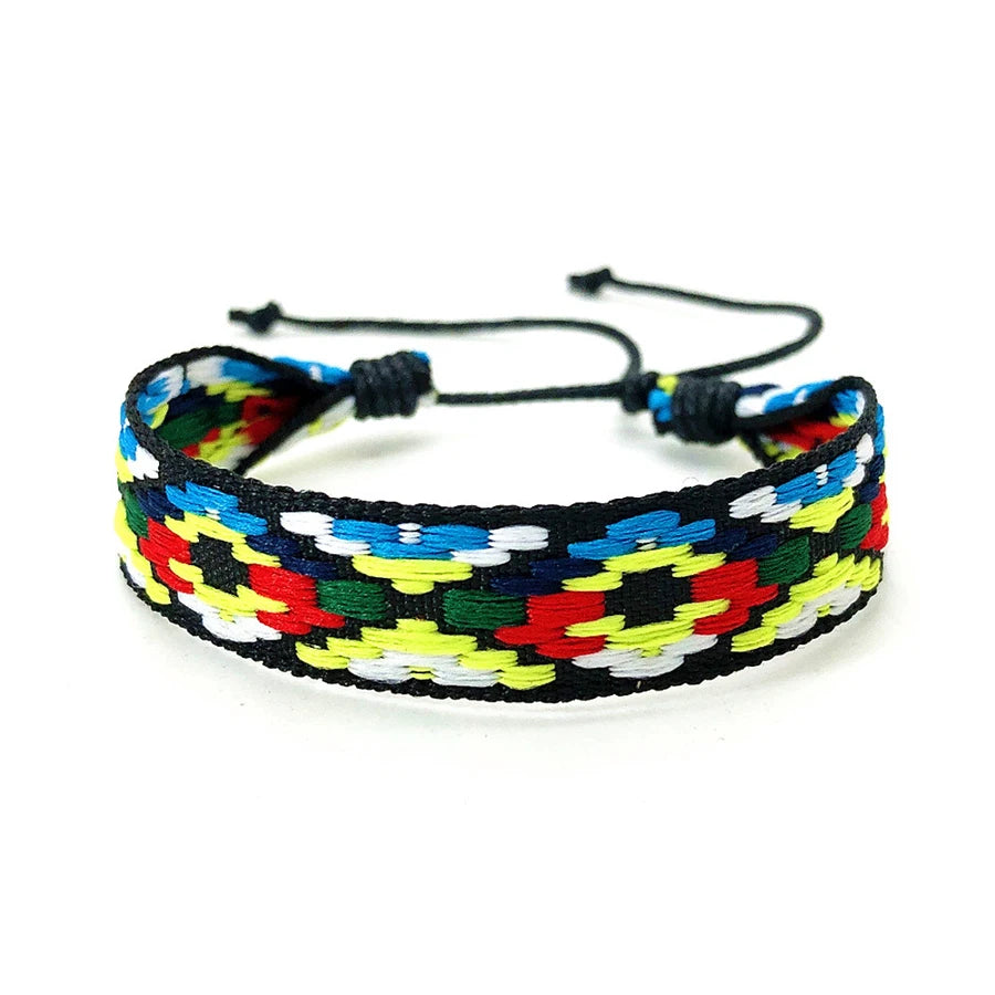 Boho Woven Friendship Love Wrap Bracelets Rope Handmade Thread Braided Ethnic Embroidery Wristbands Women Men Jewelry Adjustable