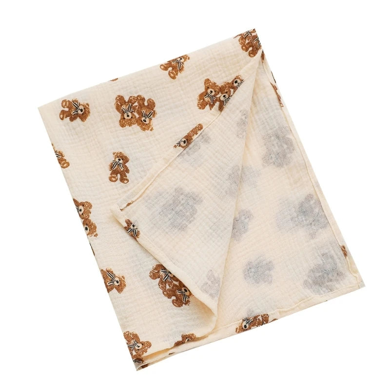 Baby Cotton Muslin Swaddle Blanket Floral/Animal Print Stroller Blanket Infant Diaper Newborn Receiving Blanket