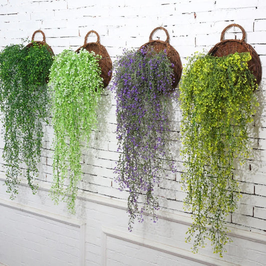 Hand Made Wicker Rattan Flower Planter Wall Hanging Wicker Rattam Basket Garden Vine Pot Plants Holder Garden Pots Wall Planter