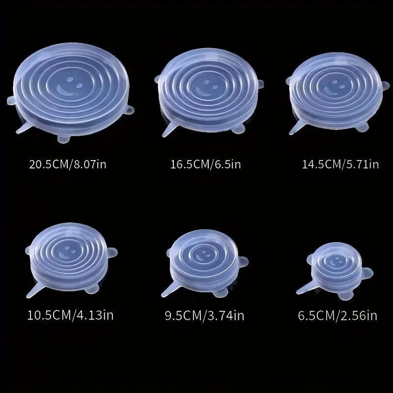 6pcs Silicone Bowl Lids, Flexible Sealed, Elastic Food Storage Covers, Reusable, Dishwasher & Microwave Safe, High-Quality