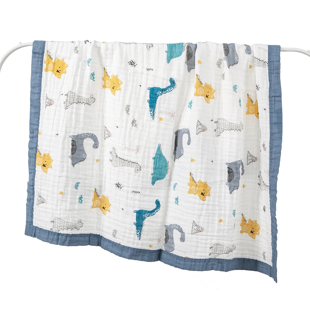 Baby Blankets 6 Layers 100% Cotton Gauze Breathable Infant Wrap Soft Absorbent Newborn Swaddle Blankets Cartoon Baby Bath Towel