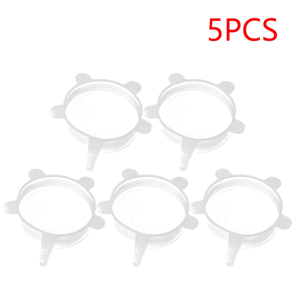 1/5pcs Silicone Preservation Cover Reusable Airtight Food  Universal Dish Stretch Round Lids Food Grade Storage Covers For Kitch