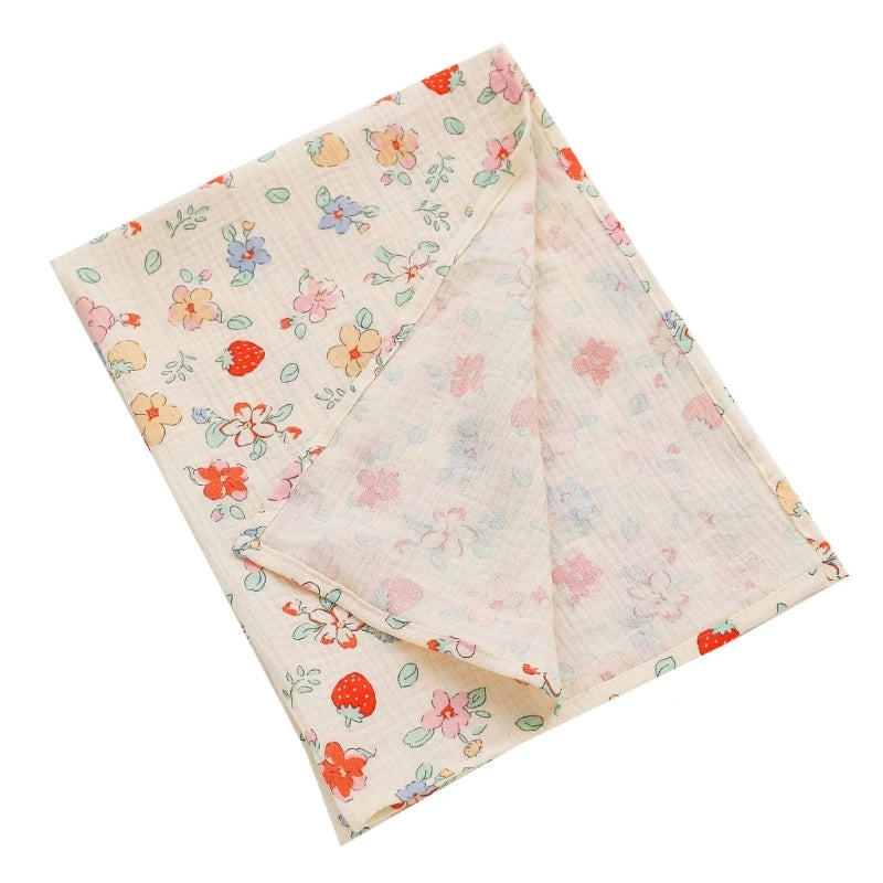 Baby Cotton Muslin Swaddle Blanket Floral/Animal Print Stroller Blanket Infant Diaper Newborn Receiving Blanket